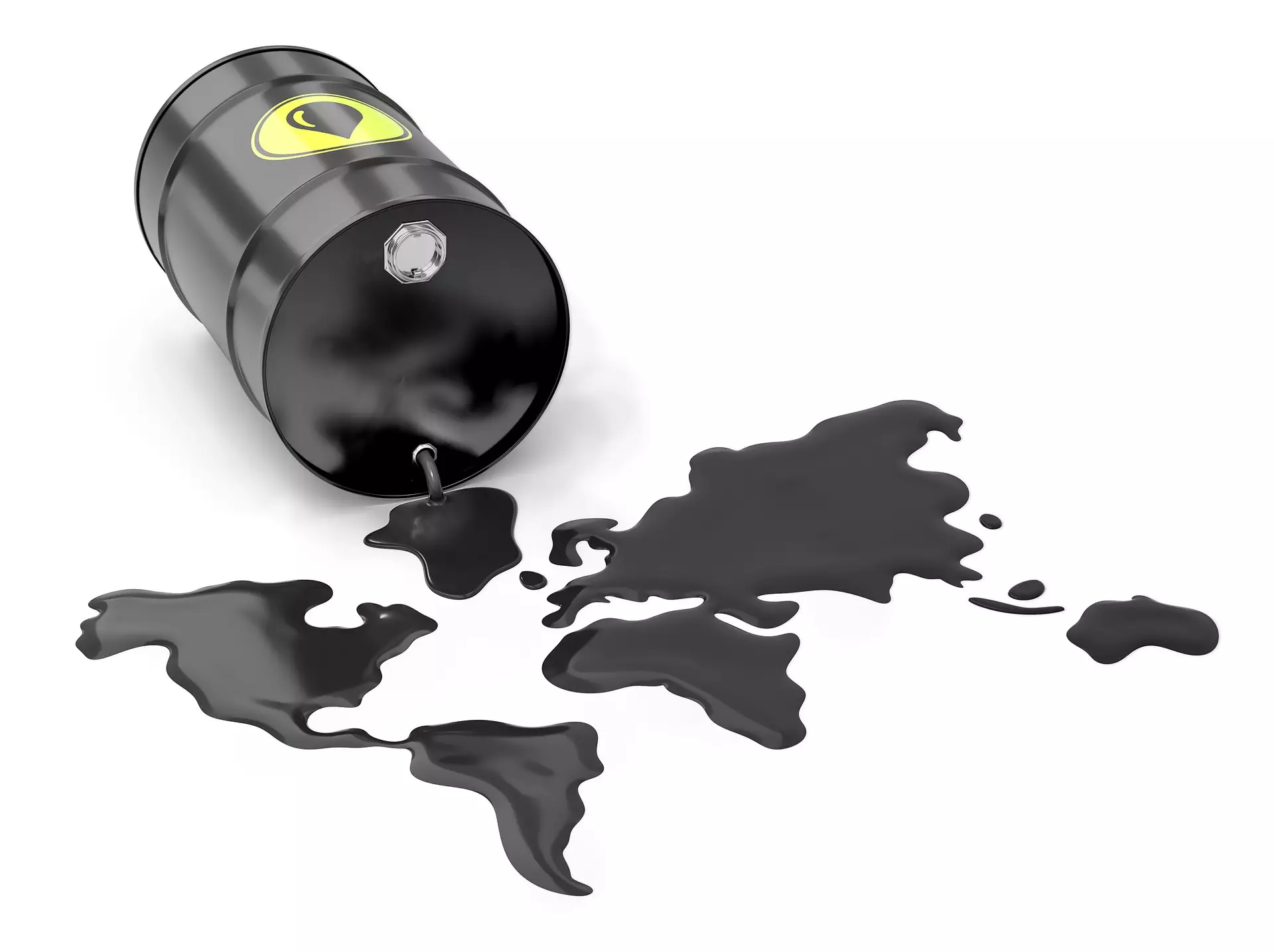 Oil barrel spilling oil to look like the global countries